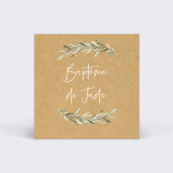 Etiquette baptême Lauriers Recto