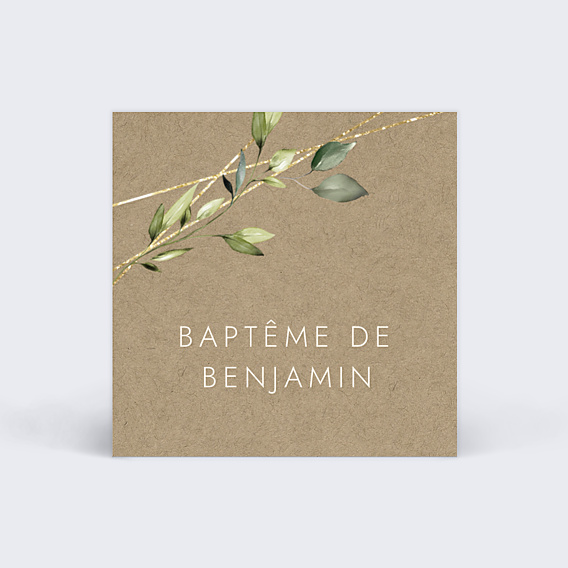 Etiquette Baptême Nature Kraft