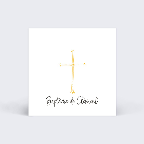 Etiquette Baptême Croix d'Or