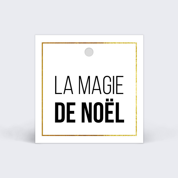 Étiquette de Noël Cadre or typo noir