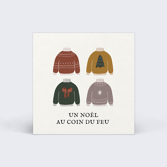 Etiquette de Noël Famille Pull Recto