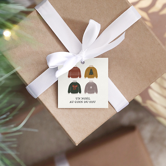 Étiquette de Noël Famille Pull Après 1