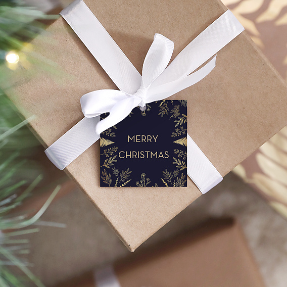 Étiquette de Noël Fleurs Ocre Après 1