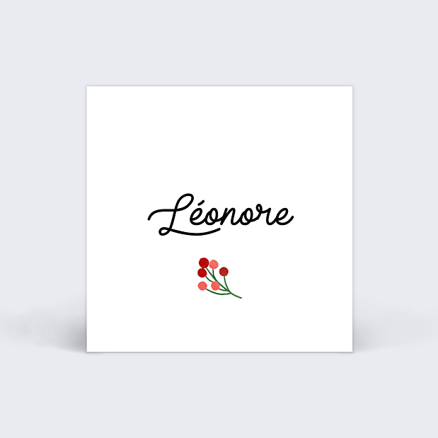 Etiquette de Noël Fleurs Verso