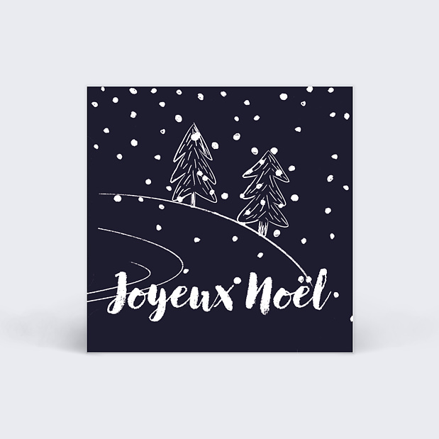 Etiquette de Noël Sapin nuit neigeuse Recto