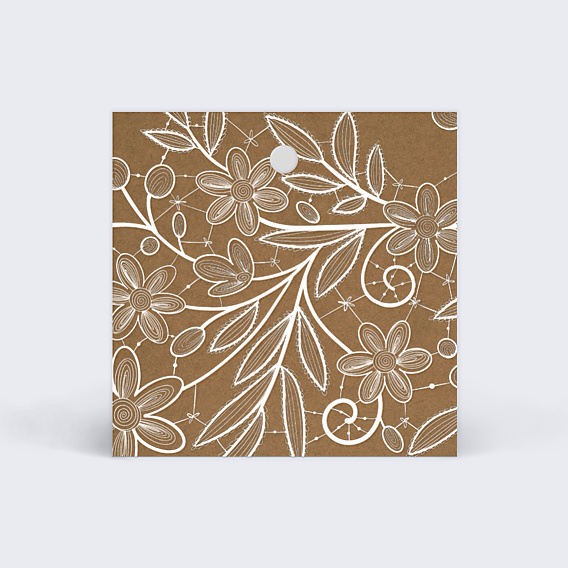 Etiquette Mariage Dentelle Kraft