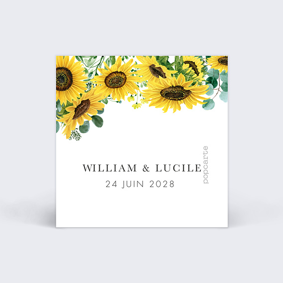 Étiquette mariage Eucalyptus et Tournesol Verso