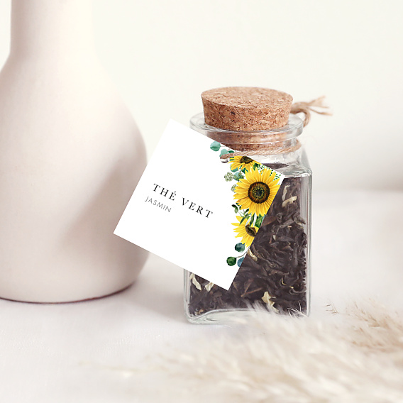 Étiquette mariage Eucalyptus et Tournesol Après 4