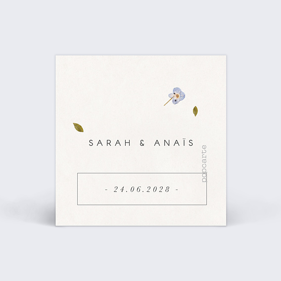 Étiquette mariage Fleurs Pressées Verso