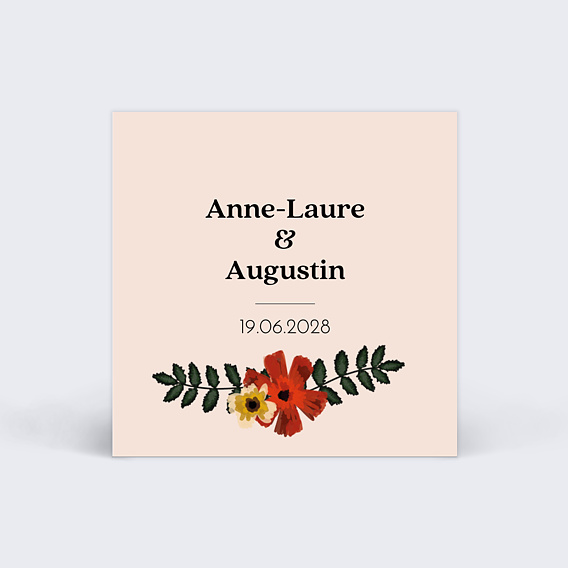 Étiquette mariage Anémone Recto