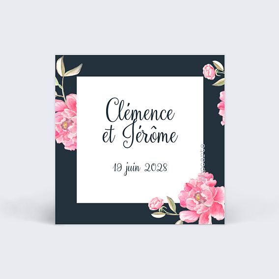 Étiquette mariage Dark Peony Verso