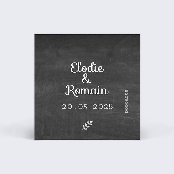 Étiquette mariage Feuilles Ardoise Verso