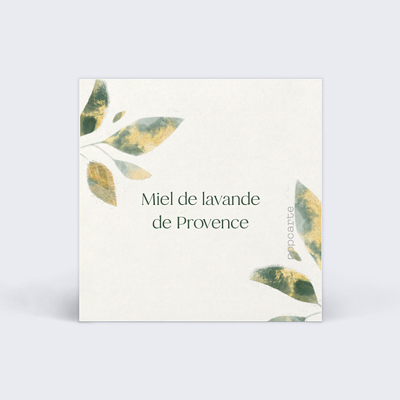 Étiquette mariage Feuilles de Jade Verso