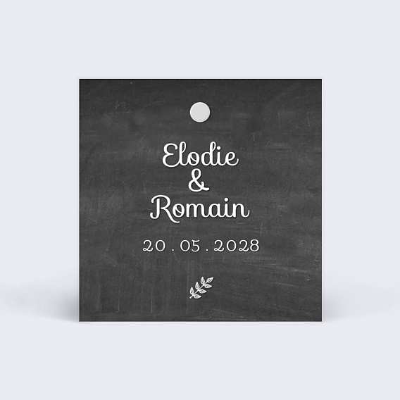 Etiquette Mariage Feuilles Ardoise