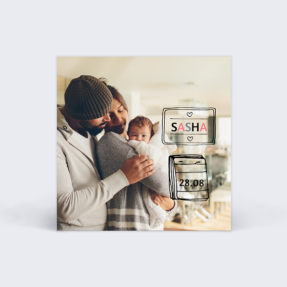 Etiquette naissance Certificat Design Recto