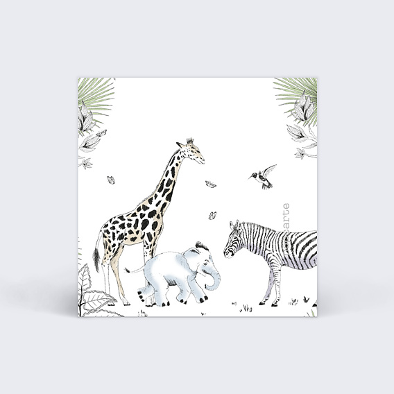 Etiquette naissance Animaux Sauvages Verso