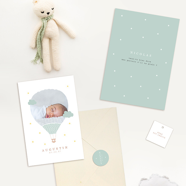 Étiquette Naissance Montgolfière