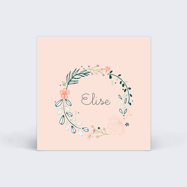 Etiquette naissance Couronne de fleurs