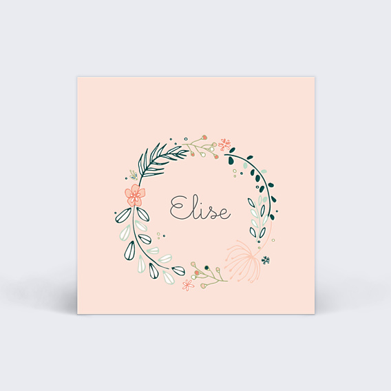 Etiquette Naissance Couronne de Fleurs