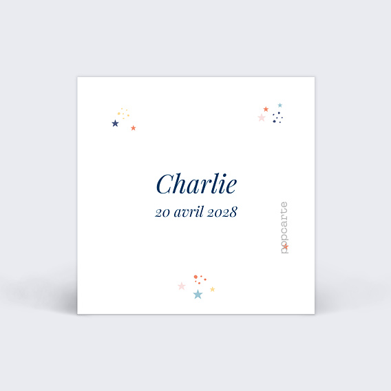 Etiquette naissance Petites Étoiles Verso