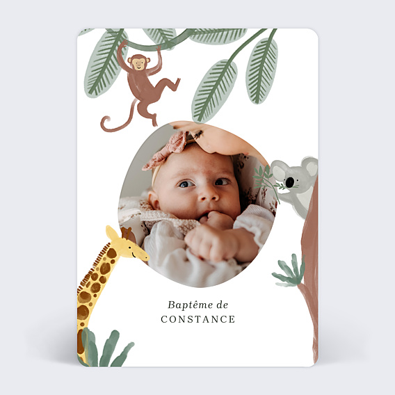 Faire-part baptême Amis de la jungle