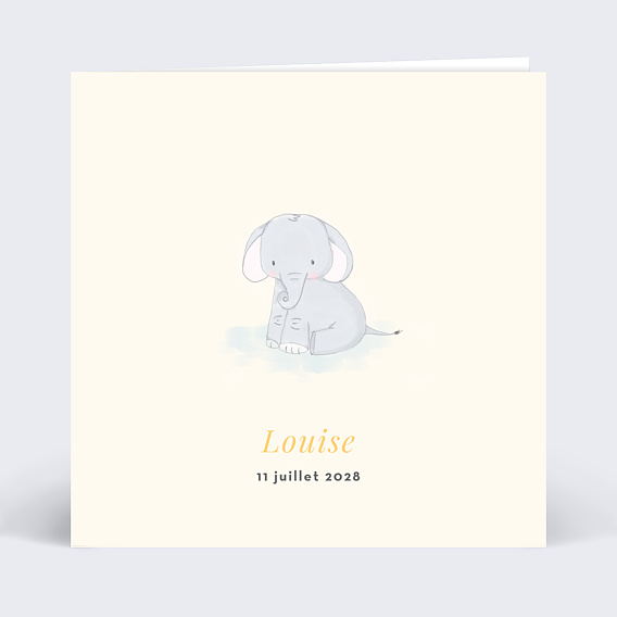 Faire-part baptême Baby Eléphant