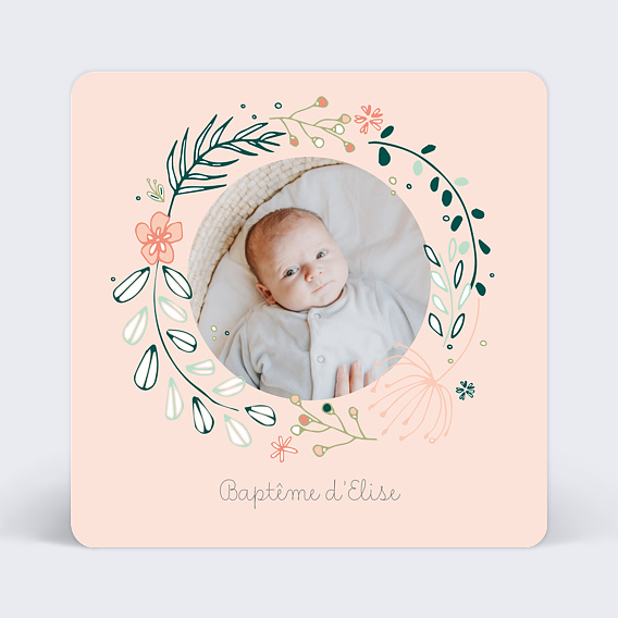 Faire-part baptême Couronne de Fleurs