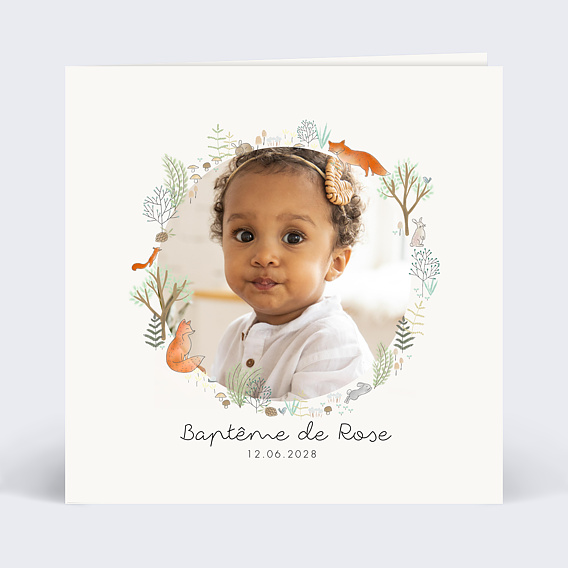 Faire-part baptême Couronne Renard