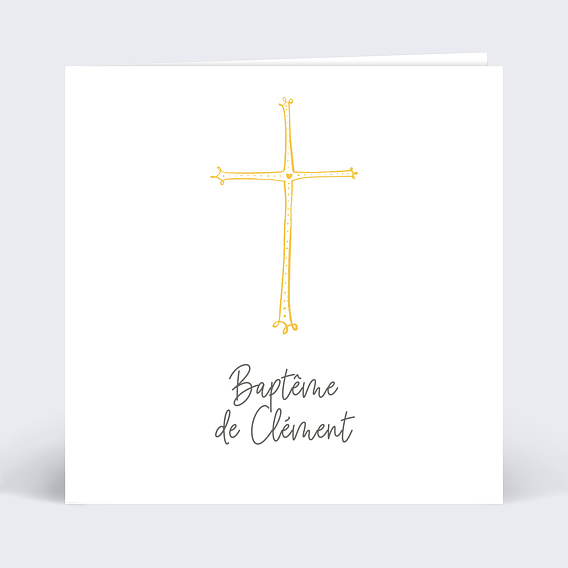 Faire-part baptême Croix d'Or