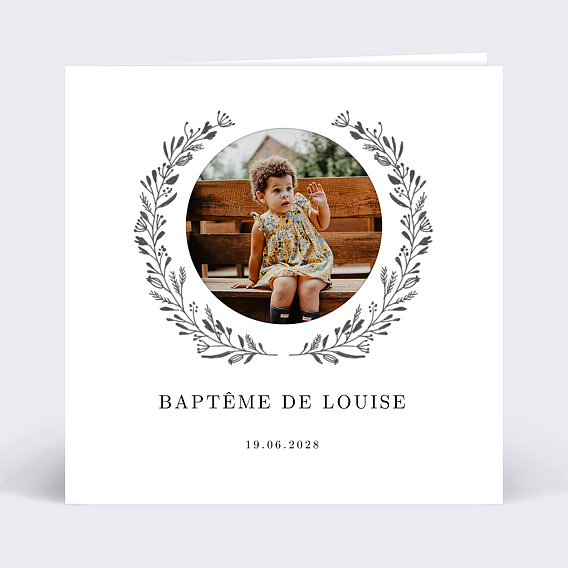 Faire-part baptême Découpe Couronnée