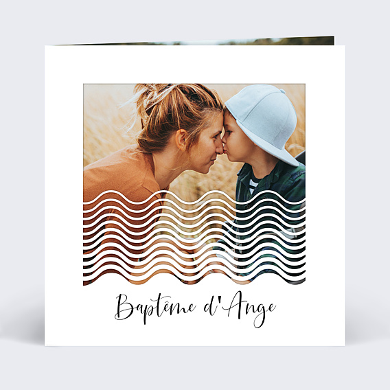 Faire-part Baptême Découpe vagues