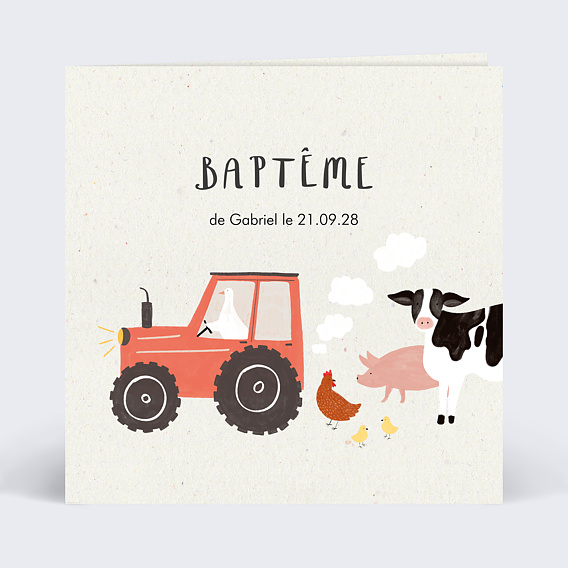 Faire-part baptême Dessin Tracteur