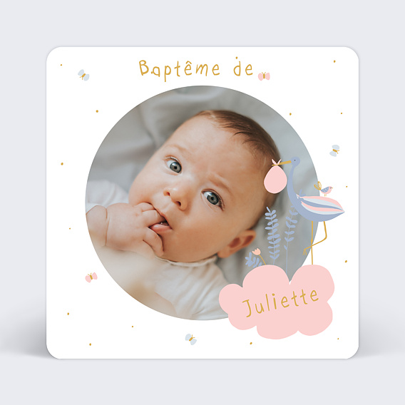Faire-part baptême Faire-part baptême Douce cigogne