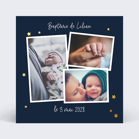 Faire-part baptême Etoiles marines