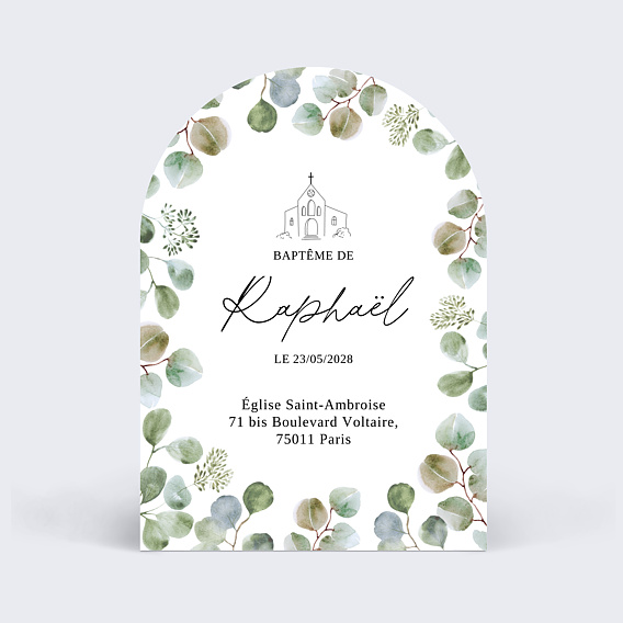 Faire-part baptême Eucalyptus Original