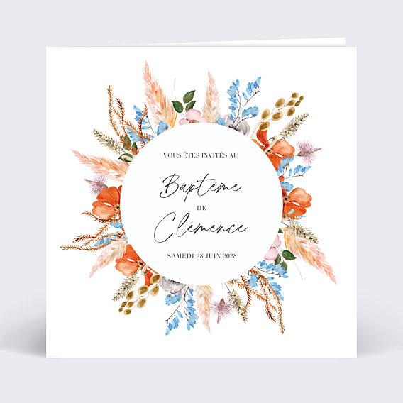 Faire-part baptême Éveil des Fleurs