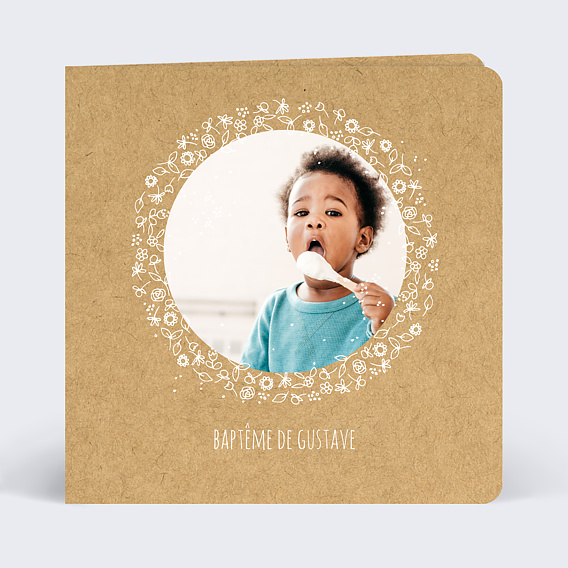 Faire-part Baptême Fleurs de printemps simple