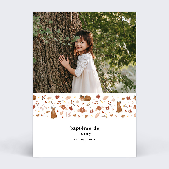 Faire-part baptême Frise Renard
