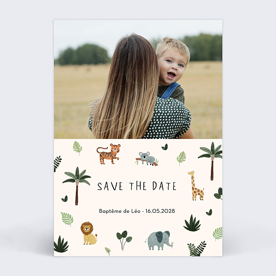 Faire-part baptême Jungle Calendrier