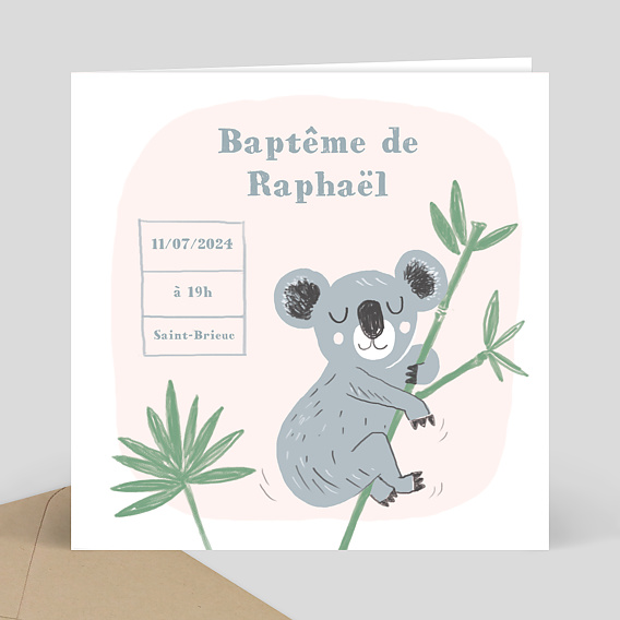 Faire-part Baptême Koala Original