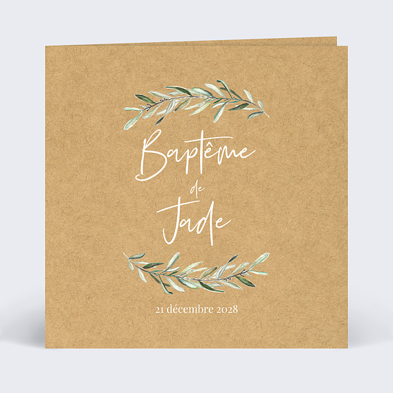 Faire-part de baptême Lauriers