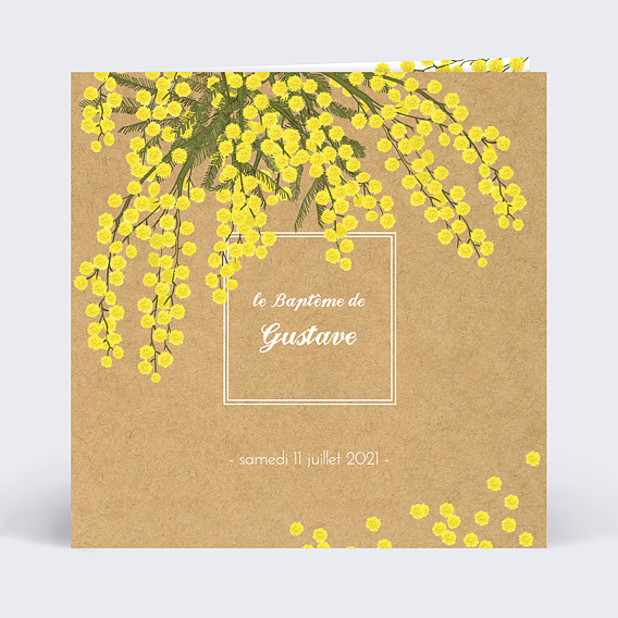 Faire-part Baptême Mimosa