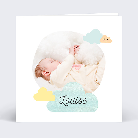 Faire-part baptême Nuages Doux