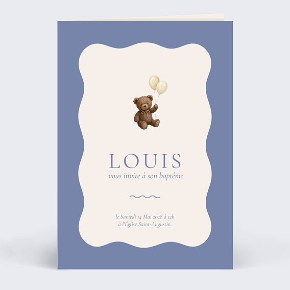 Faire-part baptême Ourson ballon
