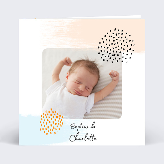 Faire-part Baptême Pastel