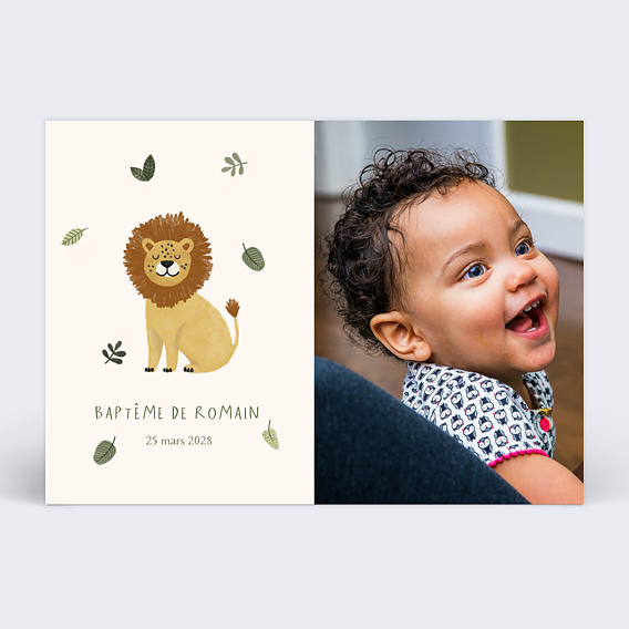 Faire-part baptême Petit Lion Photo