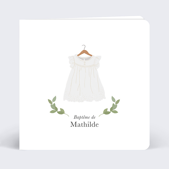 Faire-part baptême Petite Robe Blanche
