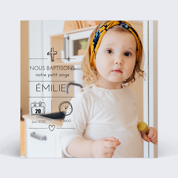 Faire-part Baptême Faire-part de Baptême Photo Mixte