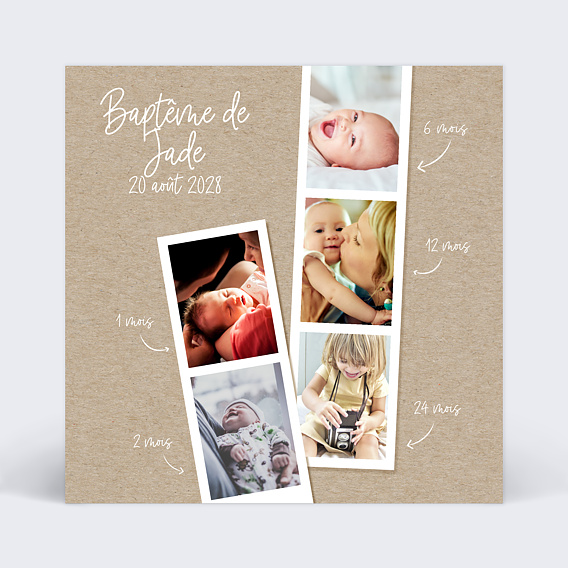 Faire-part de baptême photomaton