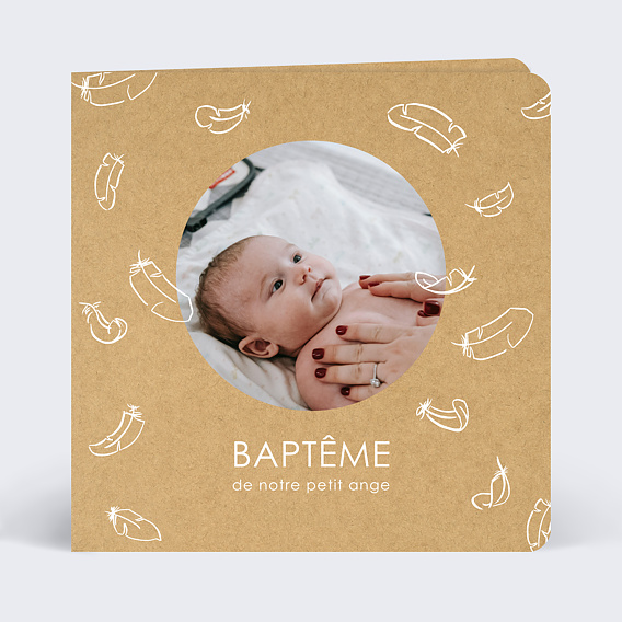 Faire-part baptême Faire-part Baptême Plumes Légères